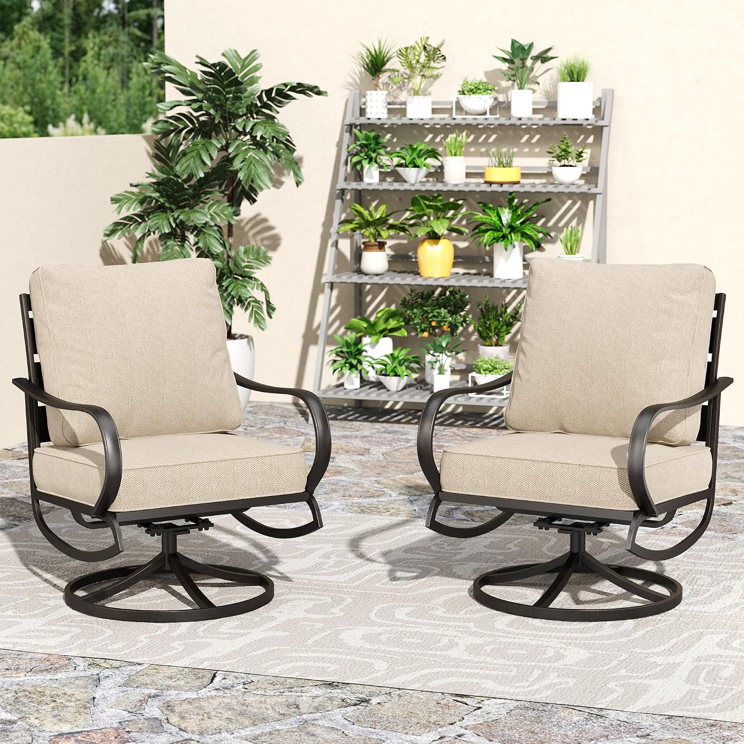 Deck Chair Lounger - Kursi Teras Putar 2 Set dengan