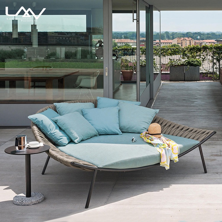 Outdoor Daybed Sofa - Furnitur tempat tidur siang anyaman tali