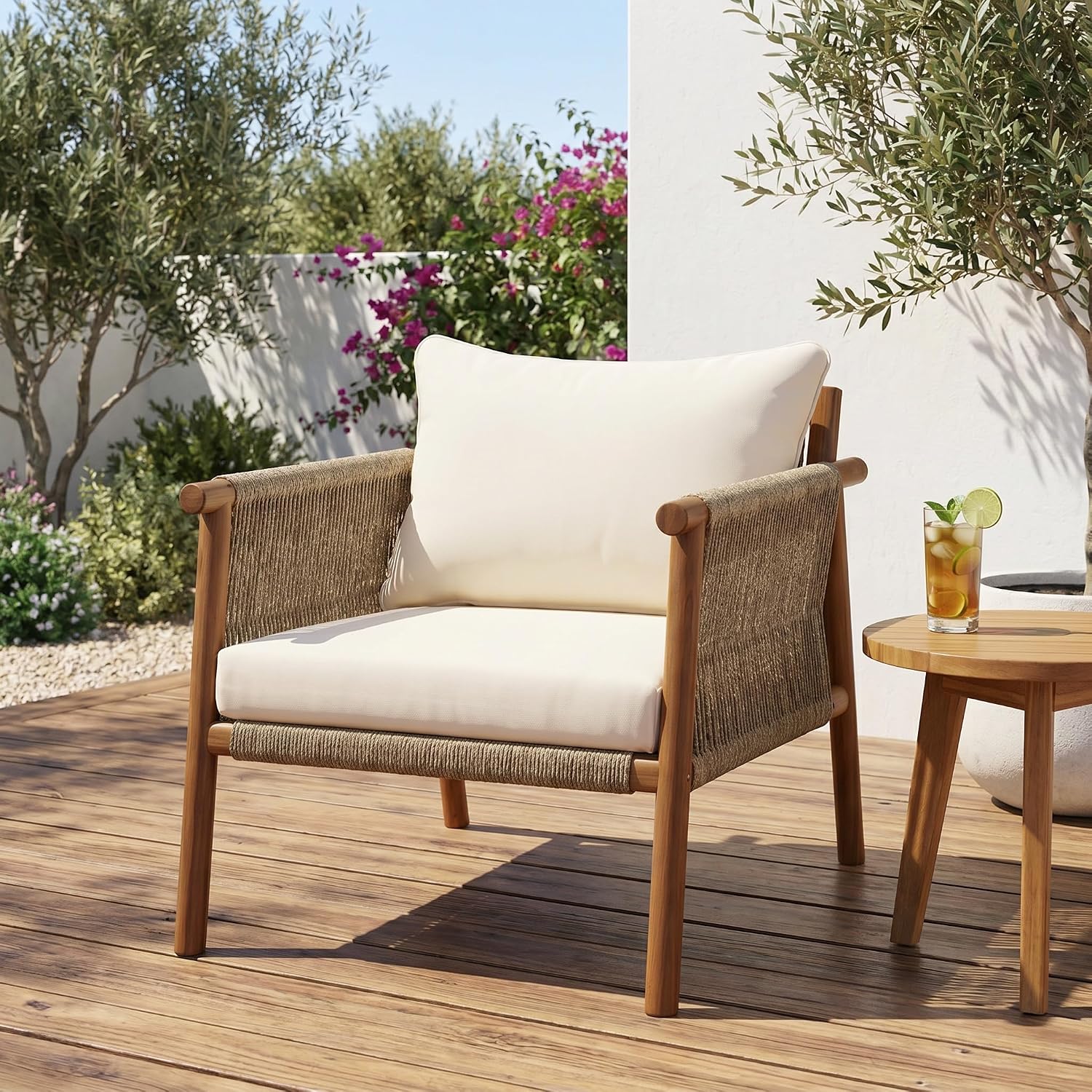 Deck Chair Lounger - Kursi Taman Kayu Solid untuk Luar