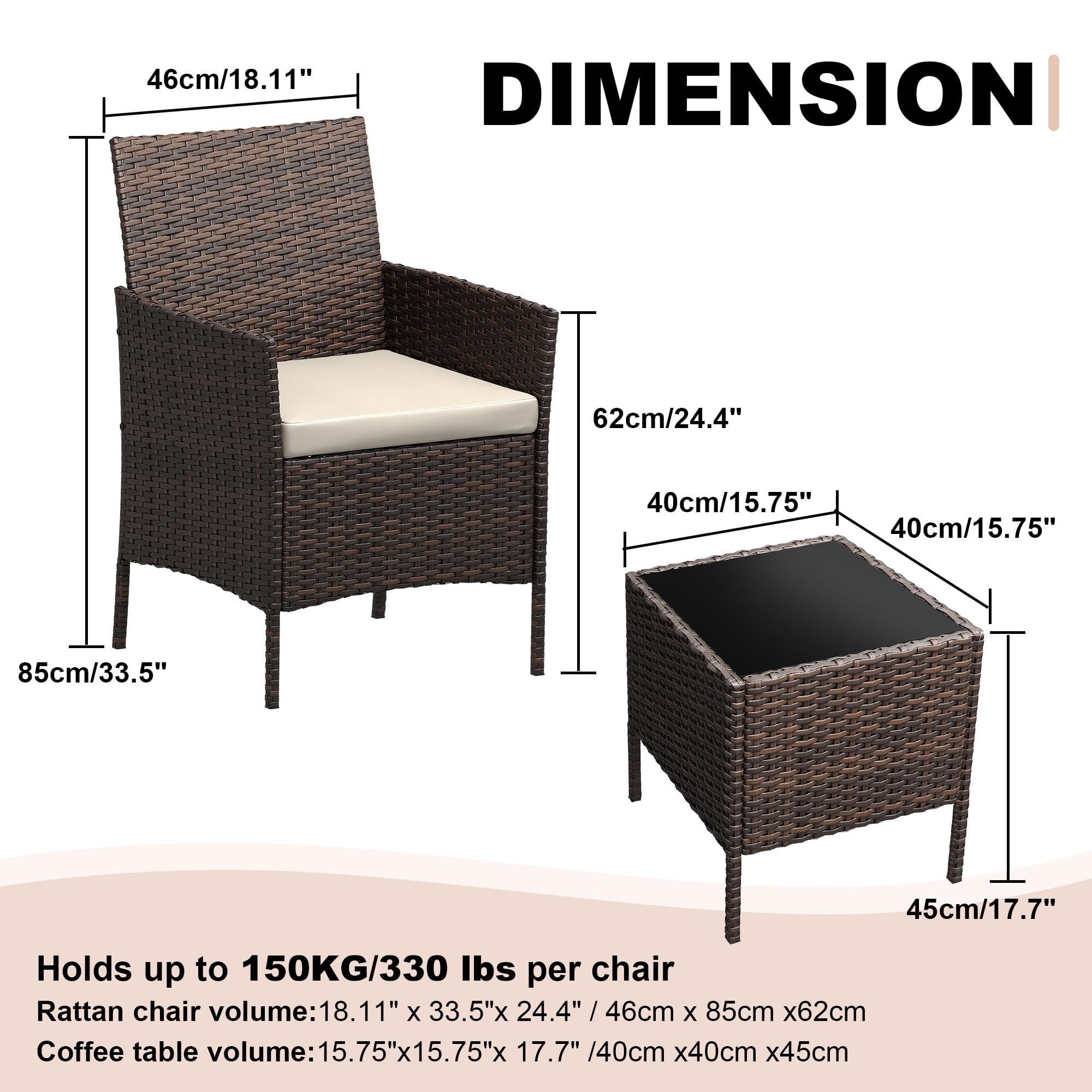 Set Furnitur Teras 3 Bagian, S - Outdoor Furniture Upholstery ulasan dan harga