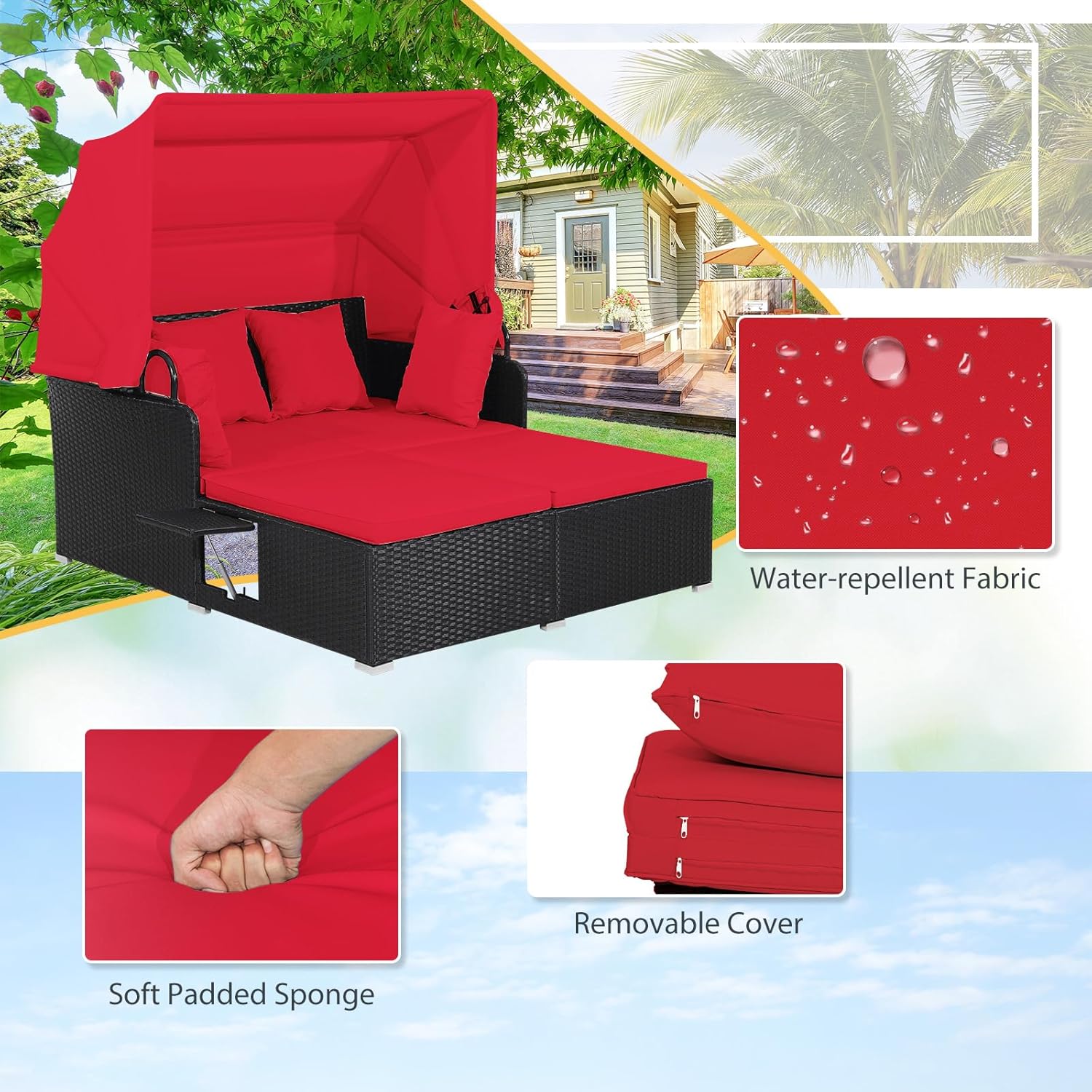 Tempat Tidur Rotan Luar Ruanga - Outdoor Daybed Sofa ulasan dan harga